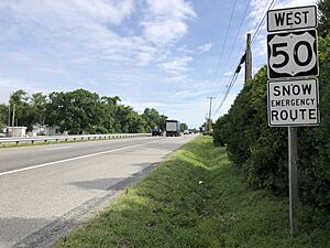 2022-06-21 09 14 34 View west along U.S. Route 50 (Ocean Gateway) at Barber Road in Trappe, Talbot County, Maryland