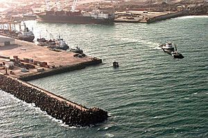Aerial view of the port of Mogadishu