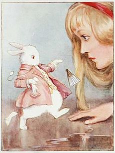 Alice in Wonderland pg41 - Alice meets the White Rabbit - by Margaret Winifred Tarrant 1916