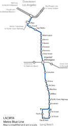 Blue Line Map of the Los Angeles County Metro System