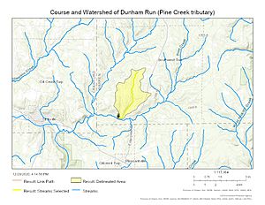 Course and Watershed of Dunham Run (Pine Creek tributary)