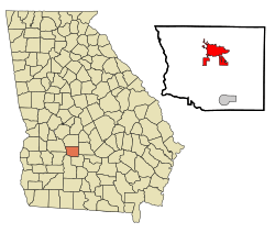 Location in Crisp County and the state of Georgia