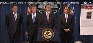 Deputy Attorney General Rod Rosenstein and FBI Director Chris Wray Announce Charges Against Chinese government hackers for economic aggression and espionage 3