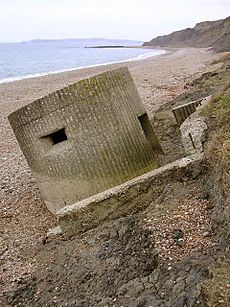Derelict pillbox east of Redcliff Point, Weymouth Bay - geograph.org.uk - 121720