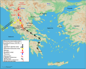 Dionysius of Syracuse military expedition for Alcetas Map (English)