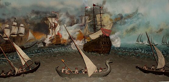 Diorama showing maratha naval tactics, National Museum, New Delhi (cropped)