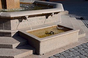 Drinking trough on northwest side of Skidmore Fountain