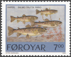 Faroe stamp 250 brown trout (salmo trutta fario)