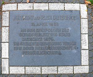 Gedenkplatte für Rudi Dutschke in Berlin-Wilmersdorf