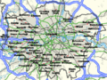 Greater London map with suburban towns