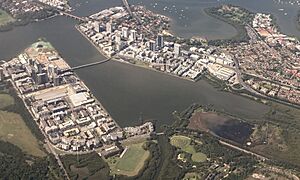 Homebush Bay from the air March 2023