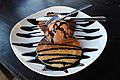 Indonesian chocolate pancake with ice cream