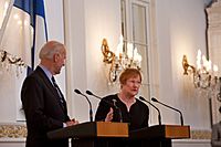 Joe Biden and Tarja Halonen in Helsinki in 2011