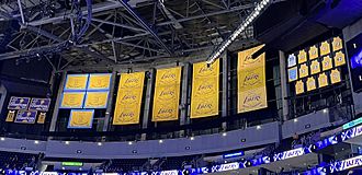 Lakers banners & retired jerseys 2022