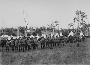Light-horsemen on parade in an army camp near Mundoolun, 1909