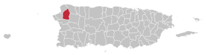 Map of Puerto Rico highlighting Moca Municipality
