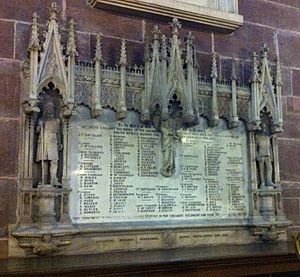 Memorial to the Cheshire Regiment in Chester Cathedral