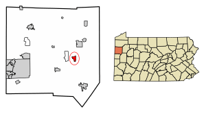 Location of Jackson Center in Mercer County, Pennsylvania.