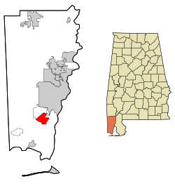 Location in Mobile County and the state of Alabama
