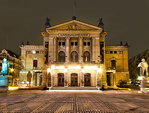 Nationaltheatret Oslo Front at Night