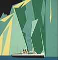 Ocean liner and glacier in art detail, Alaska via Canadian Pacific. Taku Glacier (3531517944) (cropped)