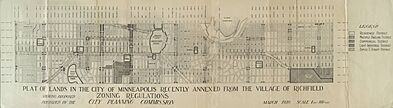 Plat of Lands in the City of Minneapolis Recently Annexed from the Village of Richfield Showing Proposed Zoning Regulations - DPLA - 7b4853eb2083080b79acee10f06a208f (cropped)