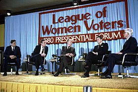 Republican Debate with Ronald Reagan, Philip Crane, George Bush and John Anderson with moderator Eric Sevareid in Chicago, Illinois