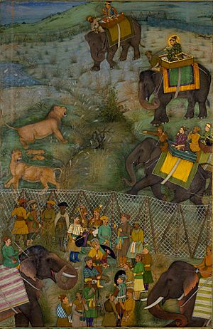 Shah-Jahan hunting lions at Burhanpur (July 1630)