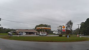 Shell gas station in Belroi, Virginia, on a grey October afternoon in 2021