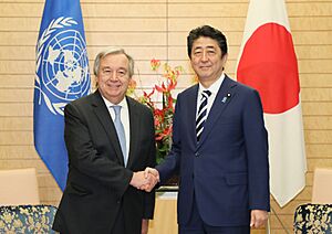 Shinzo Abe with UN Secretary-General Antonio Guterres at the PM Office 2017 (1)