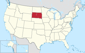 Map of the United States highlighting South Dakota