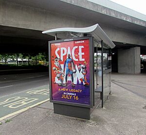Space Jam, A New Legacy advert on a Crindau bus shelter, Newport - geograph.org.uk - 6887533