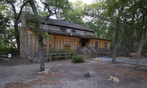 The Parker Cabin at Log Cabin Village, a house museum consisting of saved rural cabins moved to a central site in Fort Worth, Texas LCCN2015631207.tif