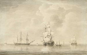 The taking of the 'Nuestra Senora de les Remedios' by the 'Prince Frederick', 'Duke' and 'Prince George' Privateers, 5th February 1746 RMG PX9663