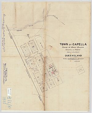 Town of Capella, Parish of Khosh Bulduk, County of Talbot. 4 chains to the inch. Survey Office, Brisbane, 1881
