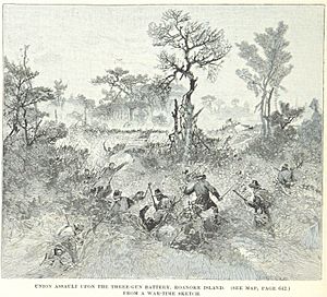 Union assault on the three-gun battery, Roanoke