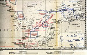 Übersichtskarte. Beschießung von Yarmouth am 3. November 1914 durch deutsche Seestreitkräfte