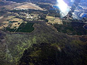 Aerial view looking east towards the airport in Keystone Heights, Florida