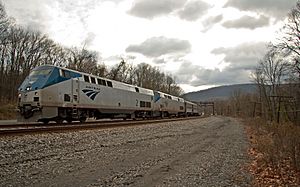 Amtrak's Capitol Limited speeds through Orleans Cross Roads in 2010.