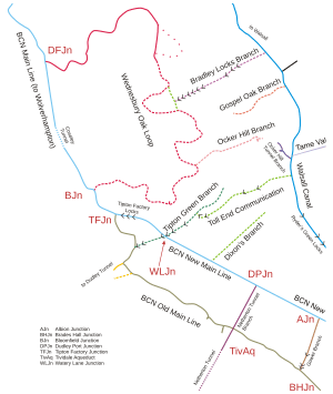 BCN canal map Wednesbury Oak