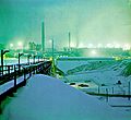 Bunker Hill smelter operating in winter snow, 1970s