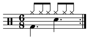 Compound duple drum pattern