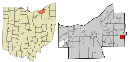 Location in Cuyahoga County and the state of Ohio.