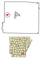 Location of Wilmar in Drew County, Arkansas.