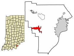 Location of Georgetown in Floyd County, Indiana.