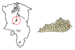 Location of Martin in Floyd County, Kentucky.