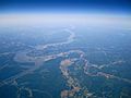 High altitude view of Tennessee River at Humphreys County, Tennessee