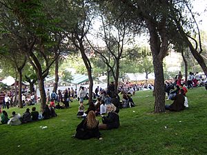 Madrileños en el Parque de San Isidro