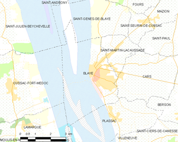 Map of the commune of Blaye
