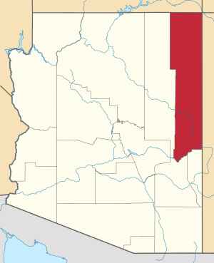 Map of Arizona highlighting Apache County